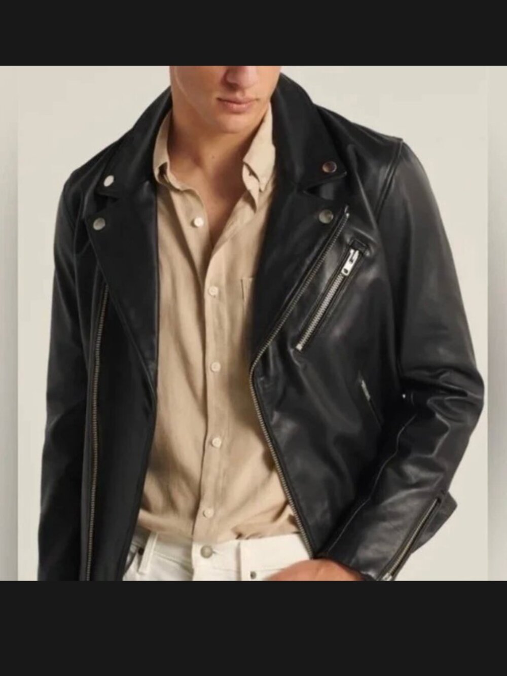 Abercrombie & Fitch NEW $400 Men's Genuine Leather Moto Jacket Size S Biker